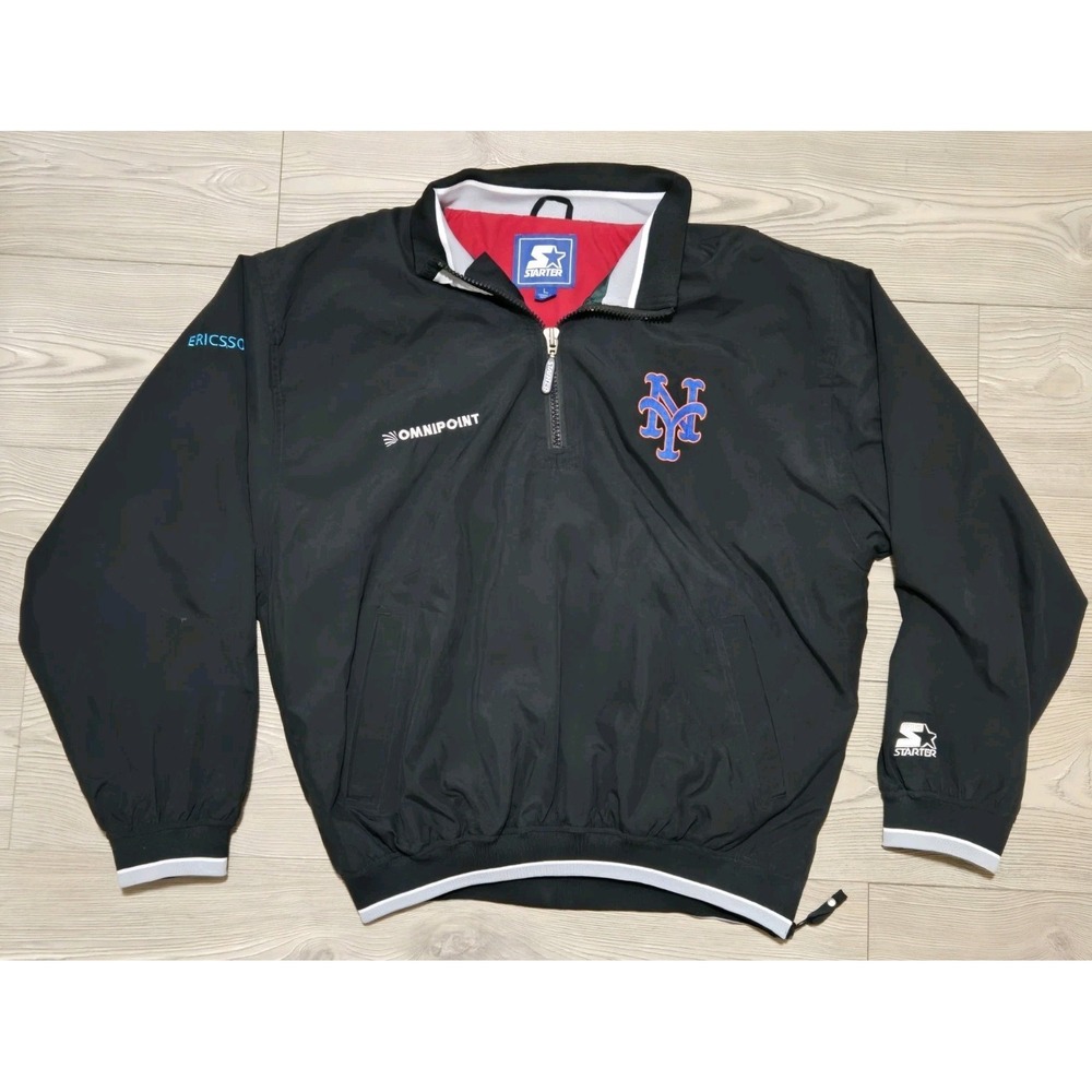 VTG Starter NY New York Mets MLB Baseball 1/4 Zip Pullover Jacket Men Size Large
